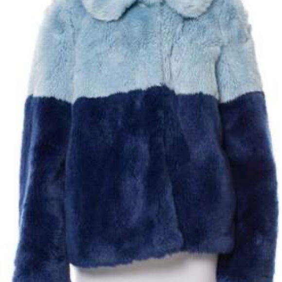 Alice + Olivia Colorblock Pattern Faux Fur Jacket EUC Size S - Picture 5 of 5